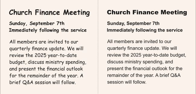 The font on the left (Comic Sans) sends a conflicting message for a serious topic. The font on the right (Ariel) matches the professional and serious tone of the meeting. A side-by-side comparison graphic. The left side shows a flyer for a Church Finance Meeting set in Comic Sans, looking unprofessional. The right side shows the same flyer set in a clean, professional font (Ariel), looking serious and appropriate.