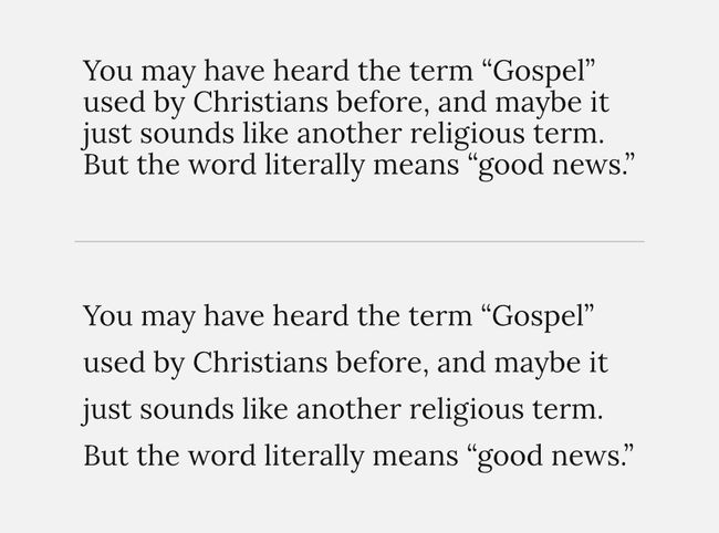 Two blocks of text. The first is tight together and the second is space generously between lines.